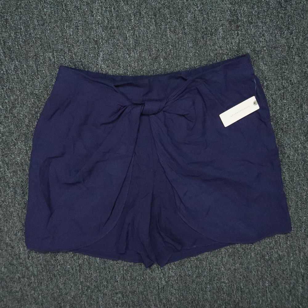 Hei Hei Shorts Womens Small Navy Blue Rayon Linen Anthropologie NWT